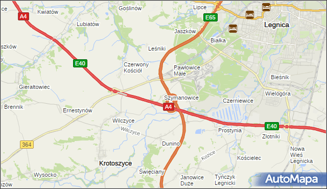 mapa Szymanowice gmina Krotoszyce, Szymanowice gmina Krotoszyce na mapie Targeo