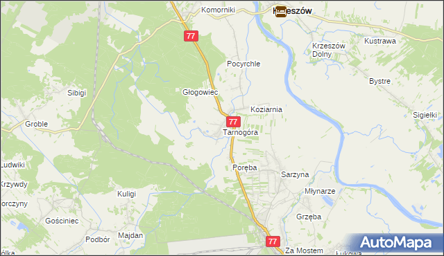 mapa Tarnogóra gmina Nowa Sarzyna, Tarnogóra gmina Nowa Sarzyna na mapie Targeo