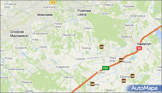 mapa Terenia, Terenia na mapie Targeo