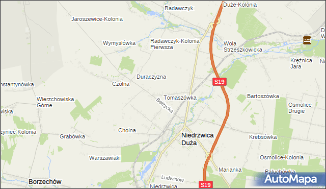 mapa Tomaszówka gmina Niedrzwica Duża, Tomaszówka gmina Niedrzwica Duża na mapie Targeo