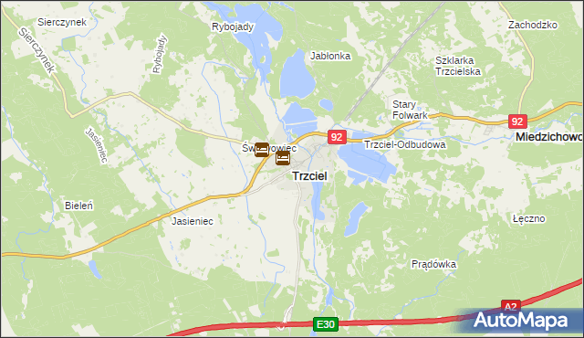 mapa Trzciel powiat międzyrzecki, Trzciel powiat międzyrzecki na mapie Targeo