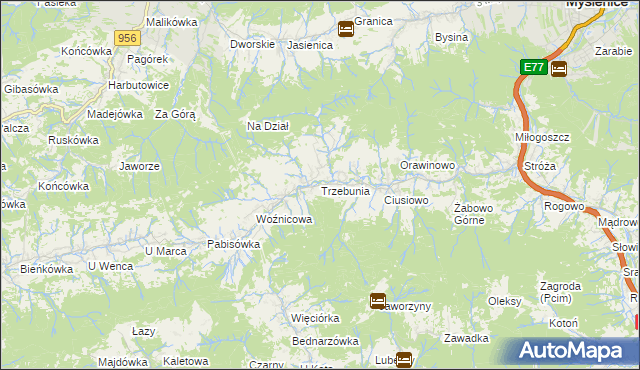 mapa Trzebunia, Trzebunia na mapie Targeo