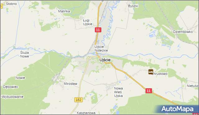 mapa Ujście powiat pilski, Ujście powiat pilski na mapie Targeo