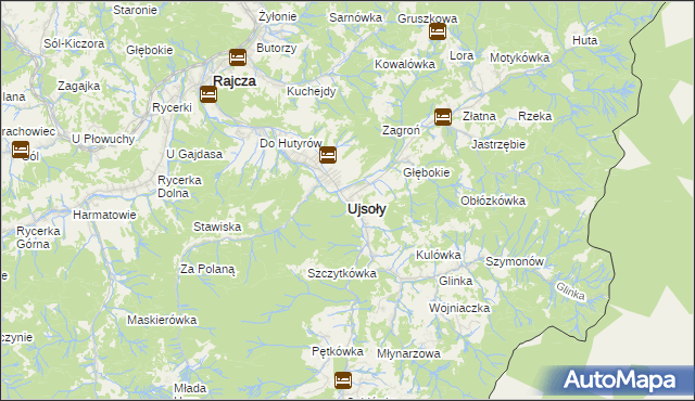 mapa Ujsoły, Ujsoły na mapie Targeo