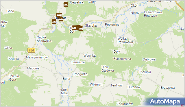 mapa Ulów gmina Bałtów, Ulów gmina Bałtów na mapie Targeo