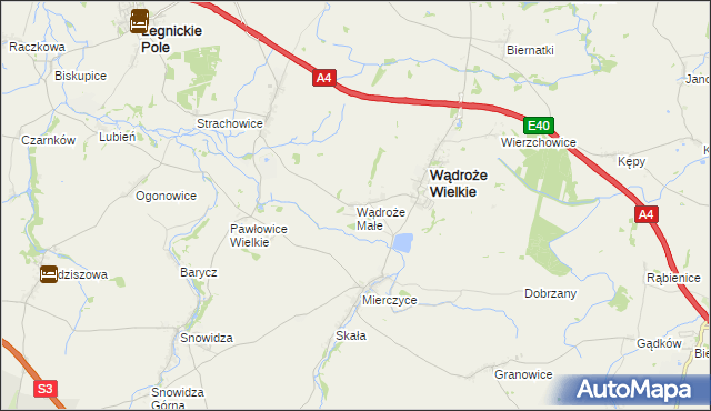 mapa Wądroże Małe, Wądroże Małe na mapie Targeo