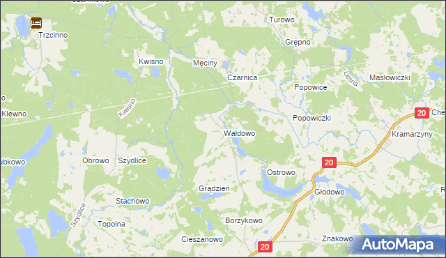 mapa Wałdowo gmina Miastko, Wałdowo gmina Miastko na mapie Targeo