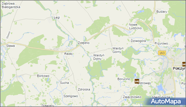 mapa Wardyń Dolny, Wardyń Dolny na mapie Targeo
