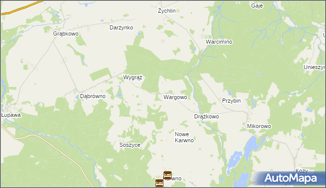 mapa Wargowo gmina Czarna Dąbrówka, Wargowo gmina Czarna Dąbrówka na mapie Targeo