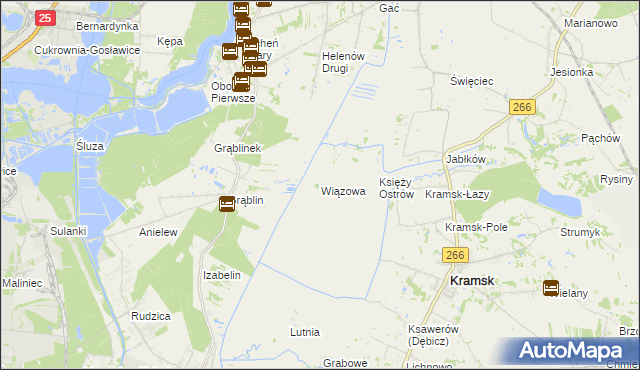 mapa Wiązowa gmina Kramsk, Wiązowa gmina Kramsk na mapie Targeo