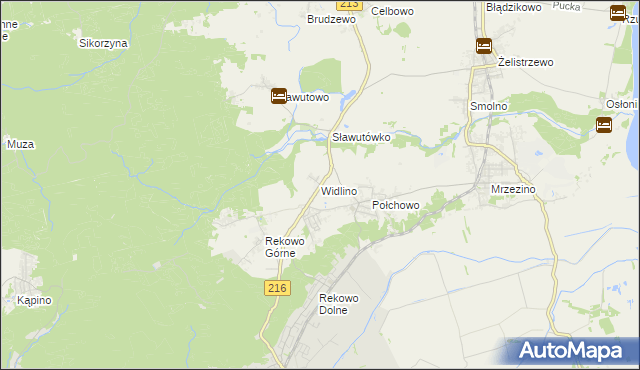 mapa Widlino gmina Puck, Widlino gmina Puck na mapie Targeo