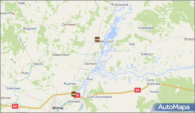 mapa Wierciszewo gmina Wizna, Wierciszewo gmina Wizna na mapie Targeo