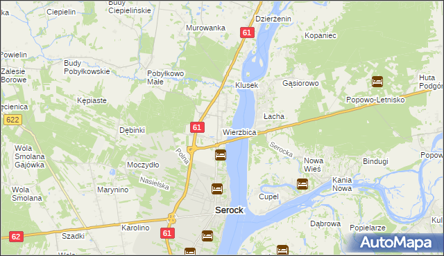 mapa Wierzbica gmina Serock, Wierzbica gmina Serock na mapie Targeo