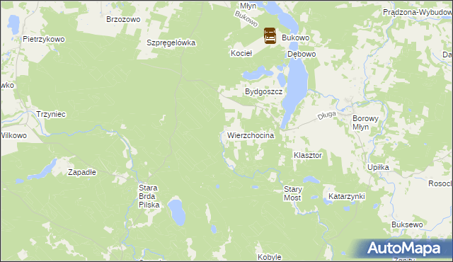 mapa Wierzchocina, Wierzchocina na mapie Targeo