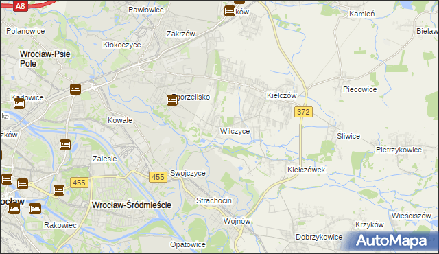 mapa Wilczyce gmina Długołęka, Wilczyce gmina Długołęka na mapie Targeo