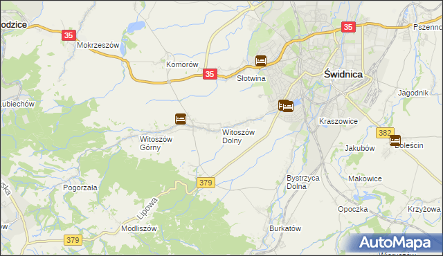 mapa Witoszów Dolny, Witoszów Dolny na mapie Targeo