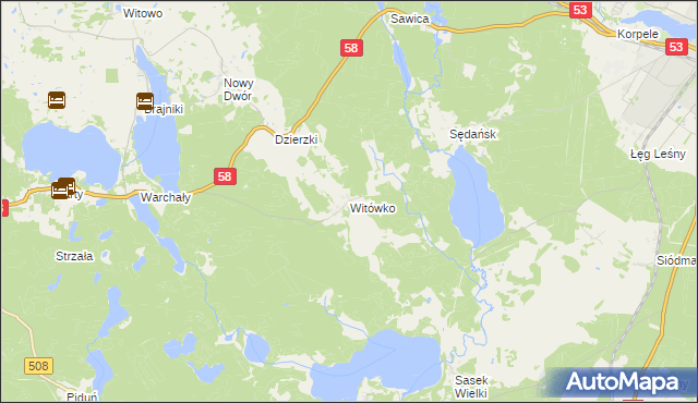 mapa Witówko, Witówko na mapie Targeo