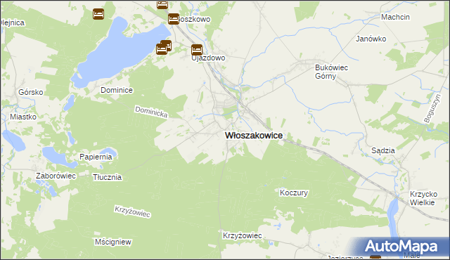 mapa Włoszakowice, Włoszakowice na mapie Targeo