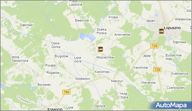 mapa Wojciechów gmina Krasocin, Wojciechów gmina Krasocin na mapie Targeo