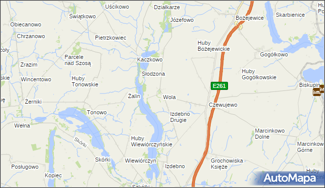 mapa Wola gmina Rogowo, Wola gmina Rogowo na mapie Targeo