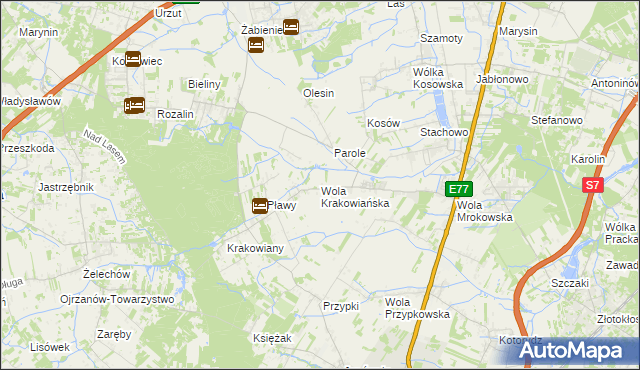 mapa Wola Krakowiańska, Wola Krakowiańska na mapie Targeo