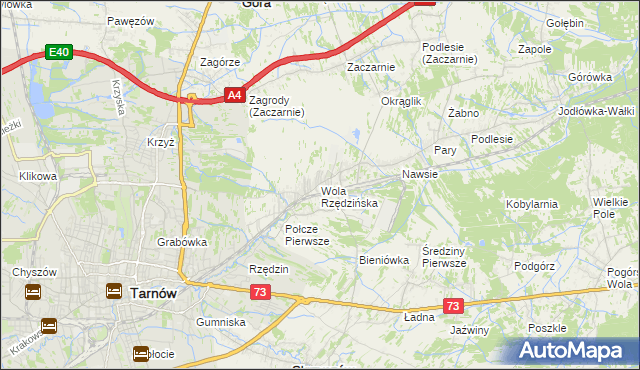 mapa Wola Rzędzińska, Wola Rzędzińska na mapie Targeo