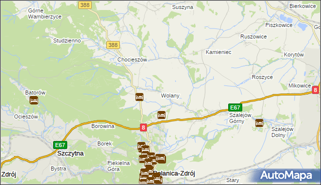 mapa Wolany gmina Szczytna, Wolany gmina Szczytna na mapie Targeo