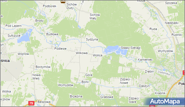 mapa Wolica gmina Łubnice, Wolica gmina Łubnice na mapie Targeo