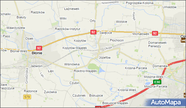 mapa Wolica gmina Ożarów Mazowiecki, Wolica gmina Ożarów Mazowiecki na mapie Targeo