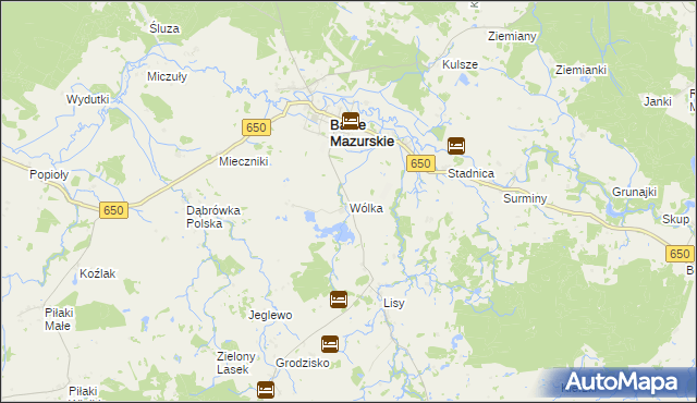 mapa Wólka gmina Banie Mazurskie, Wólka gmina Banie Mazurskie na mapie Targeo