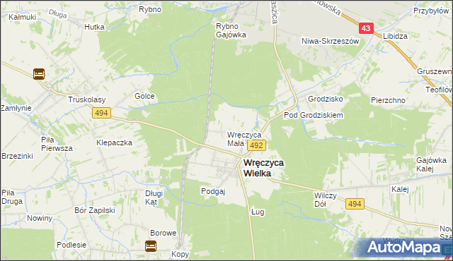 mapa Wręczyca Mała, Wręczyca Mała na mapie Targeo