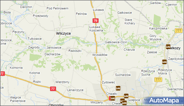 mapa Wysiadłów, Wysiadłów na mapie Targeo