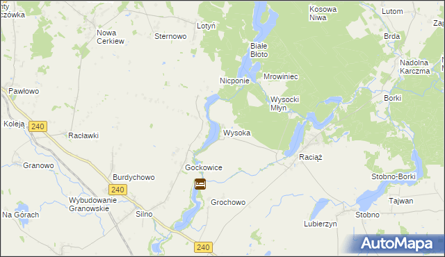 mapa Wysoka gmina Tuchola, Wysoka gmina Tuchola na mapie Targeo