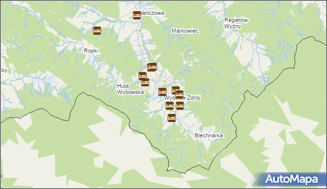 mapa Wysowa-Zdrój, Wysowa-Zdrój na mapie Targeo