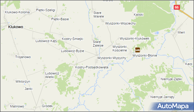 mapa Wyszonki-Wypychy, Wyszonki-Wypychy na mapie Targeo