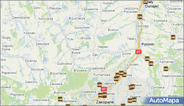 mapa Ząb, Ząb na mapie Targeo