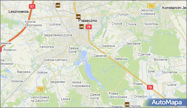 mapa Żabieniec gmina Piaseczno, Żabieniec gmina Piaseczno na mapie Targeo