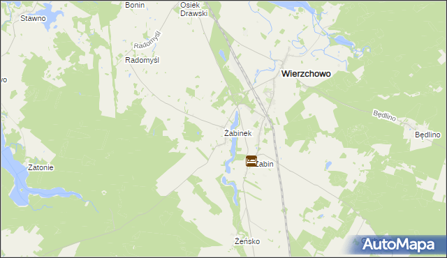 mapa Żabinek gmina Wierzchowo, Żabinek gmina Wierzchowo na mapie Targeo