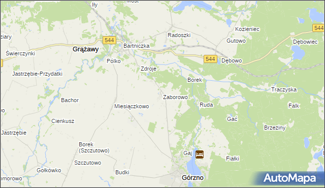 mapa Zaborowo gmina Górzno, Zaborowo gmina Górzno na mapie Targeo