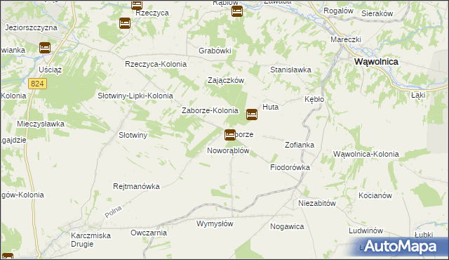 mapa Zaborze gmina Karczmiska, Zaborze gmina Karczmiska na mapie Targeo