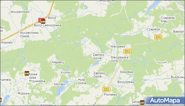 mapa Ząbrsko Górne, Ząbrsko Górne na mapie Targeo