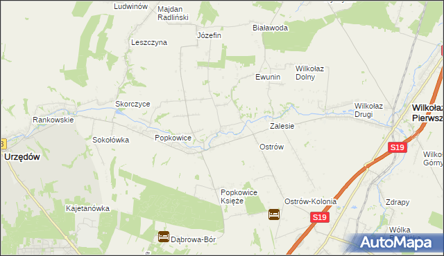mapa Zadworze gmina Urzędów, Zadworze gmina Urzędów na mapie Targeo
