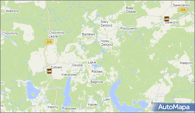 mapa Zagaje gmina Polanów, Zagaje gmina Polanów na mapie Targeo