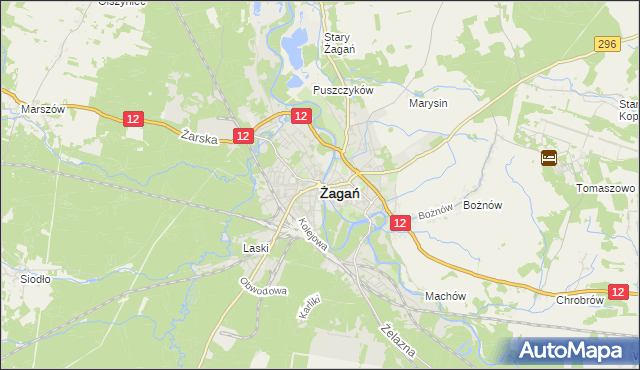 mapa Żagań, Żagań na mapie Targeo