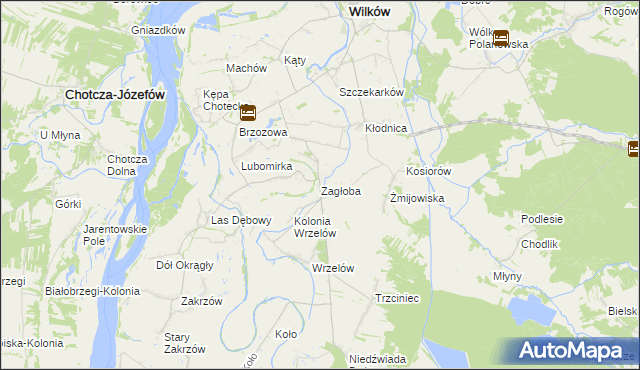 mapa Zagłoba gmina Wilków, Zagłoba gmina Wilków na mapie Targeo