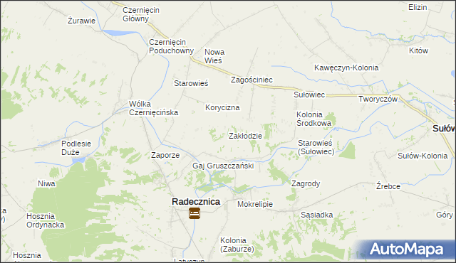 mapa Zakłodzie, Zakłodzie na mapie Targeo