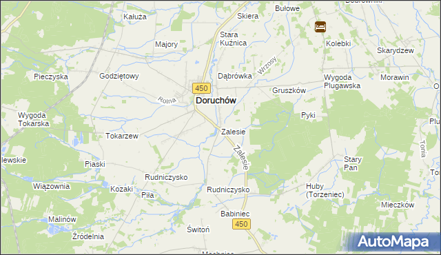mapa Zalesie gmina Doruchów, Zalesie gmina Doruchów na mapie Targeo