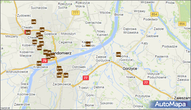 mapa Zalesie Gorzyckie, Zalesie Gorzyckie na mapie Targeo