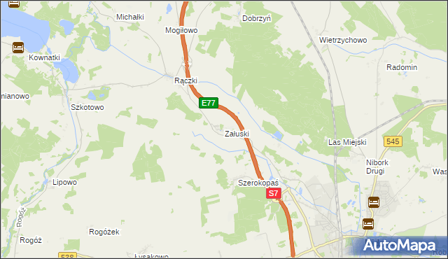 mapa Załuski gmina Nidzica, Załuski gmina Nidzica na mapie Targeo