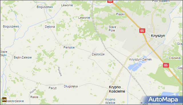 mapa Zastocze gmina Krypno, Zastocze gmina Krypno na mapie Targeo